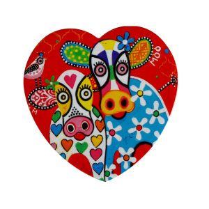 Maxwell and Williams Love Hearts Ceramic Heart Coaster 10cm Happy Moo Day|