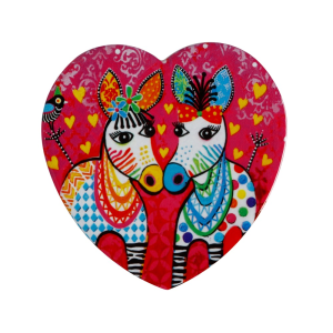 Maxwell and Williams Love Hearts Ceramic Heart Coaster 10cm Zig Zag Zebras|