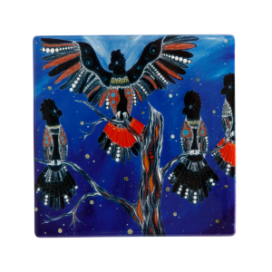 Maxwell and Williams Melanie Hava Jugaig-Bana-Wabu Ceramic Square Coaster 10cm Black Cockatoos|