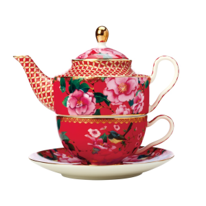 Maxwell and Williams Teas & C's Silk Road Tea for One with Infuser 380ML Cherry Red Gift Boxed|