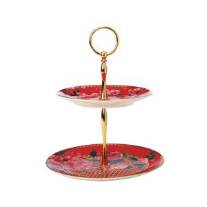 Maxwell and Williams Teas & C's Silk Road 2 Tiered Cake Stand Cherry Red Gift Boxed|